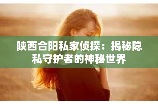 陕西合阳私家侦探：揭秘隐私守护者的神秘世界