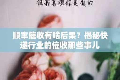 顺丰催收有啥后果？揭秘快递行业的催收那些事儿