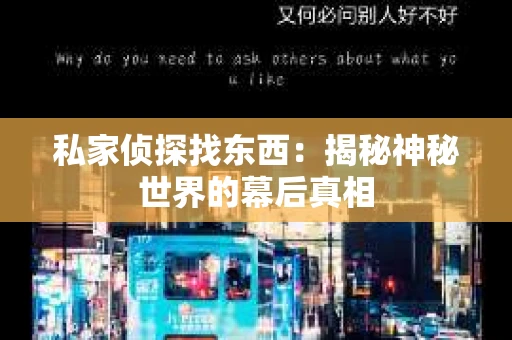 私家侦探找东西：揭秘神秘世界的幕后真相