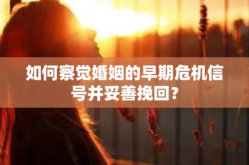 如何察觉婚姻的早期危机信号并妥善挽回？